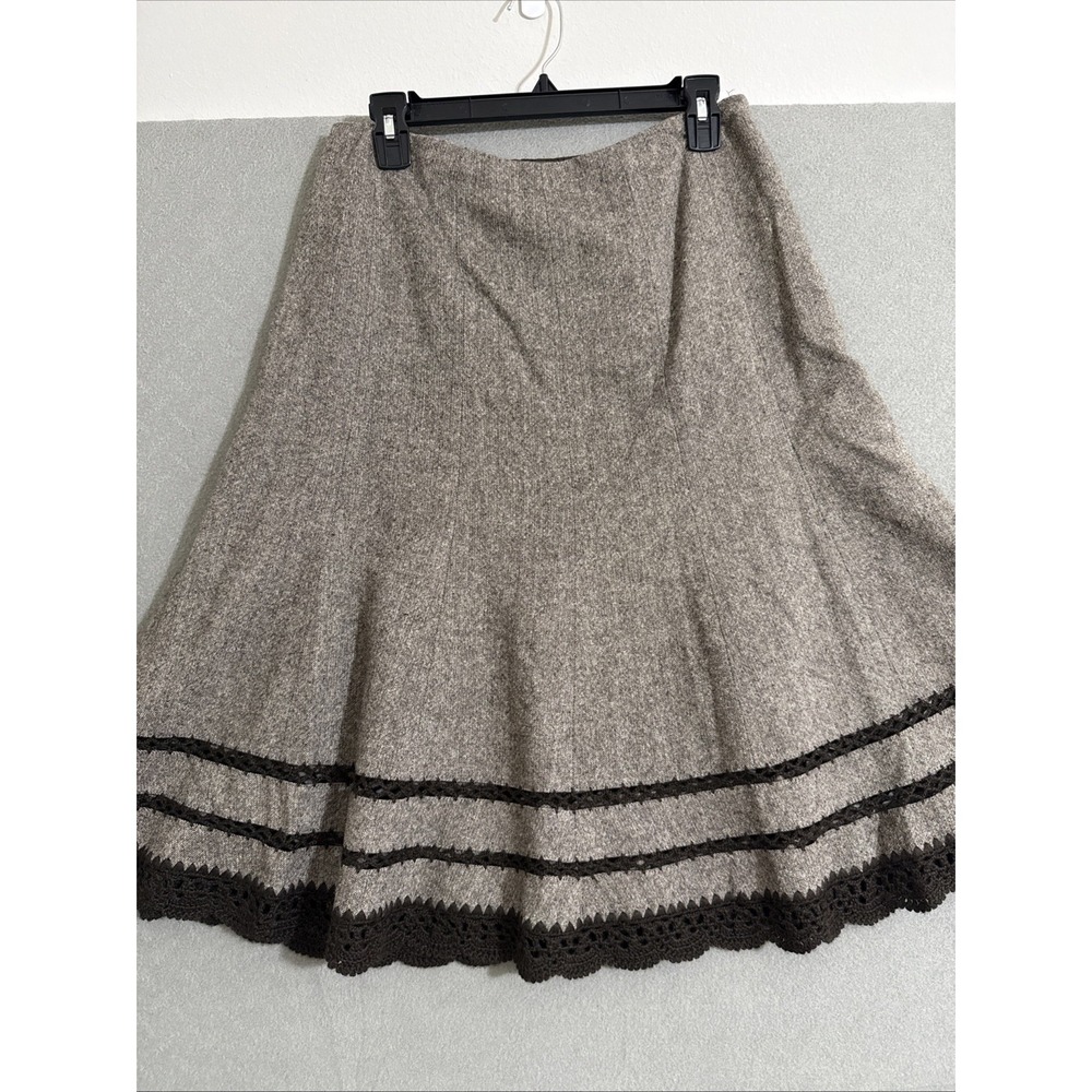 Vtg Talbots Skirt 10 Brown Tweed A-Line Wool‎ Silk Blend Boho Equestrian 90s Y2k